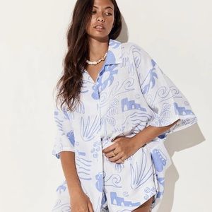 Maurie and Eva Blue Waves Shirt Dress